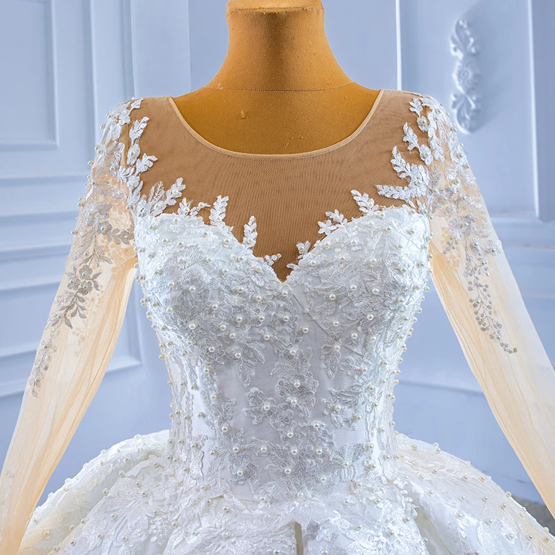 RSM67415 wedding dress 2021 bridal lace long sleeve new ball gown Princess wedding dresses new свадебное платье с жемчугом 5