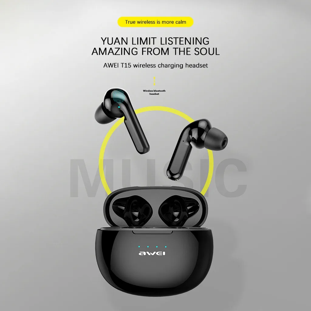 Лидер продаж 2020 продукты наушники-вкладыши AWEI True Беспроводной наушники Bluetooth 5 0