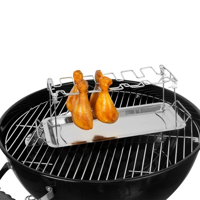 

Outdoor Portable Chicken Holder Rack Grill Stand Roasting For BBQ Rib Non Stick Carbon Steel Kitchen Outdoor BBQ Grill Tools