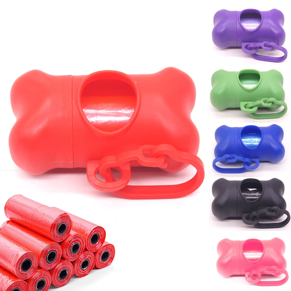 Dispensador de bolsas para recoger caca de perro, juego de bolsas de basura, soporte portátil para recoger caca, para mascotas, suministros para mascotas