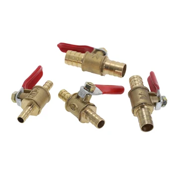 

1pc 6 8 10 12mm Hose Barb Inline Brass Ball Valve Water Oil Air Gas Fuel Line Shutoff Ball Valve Pagoda Pipe Fitting Red Handle