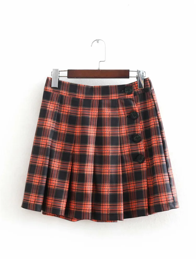

Z2018 Europe And America Autumn New Style WOMEN'S Dress Plaid Printed Mini Skirt Short Skirt 4661/220 4661220