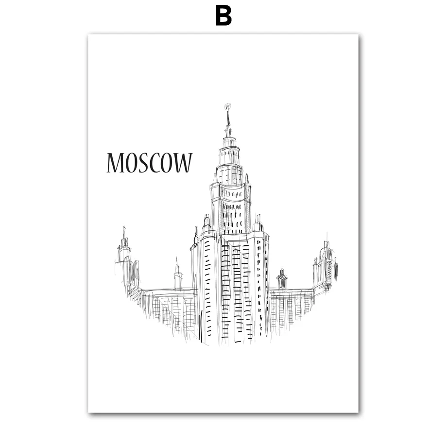 Nordic-Black-White-Modern-Art-Decor-Paris-Moscow-London-Poster-Quality-Canvas-Painting-Wall-Decor-Picture (3)