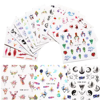 

1 Sheet Flower Series Nail Art Stickers Tree Deer Cat Beauty Patterns Water Transfer Decals Paper Nail DIY Design Decoration