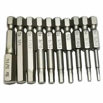 

10 Piece Hex Head Allen Bit Set Quick Connect Shank Impact Driver Drill S2 Steel Practical Screwdriver Bits