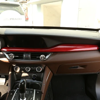

Red Real Carbon Fiber For Alfa Romeo Stelvio 2017 2018 2019 Car Dashboard Decoration Panel Trim Accessories Left Hand Drive