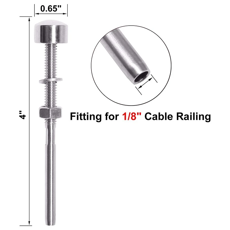 20 упаковок, натяжитель кабеля из нержавеющей стали с резьбой для 1/8 дюймовых кабельных палубных ограждений