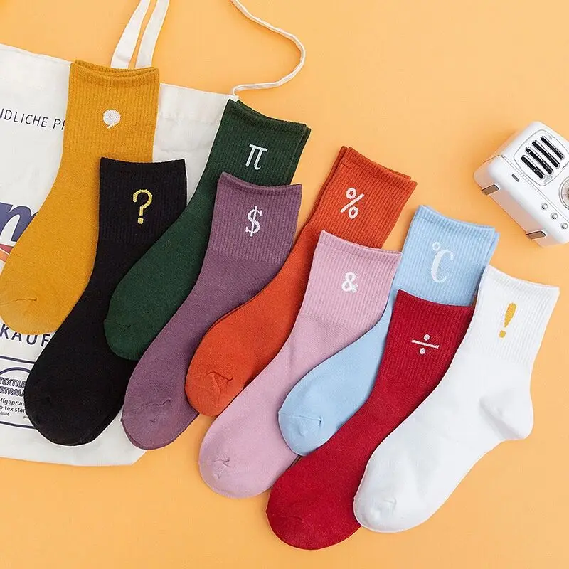 Socks Female Japanese and Korean Original Style Cartoon Punctuation Symbol Women Sock Middle Tube Sports Leisure |
