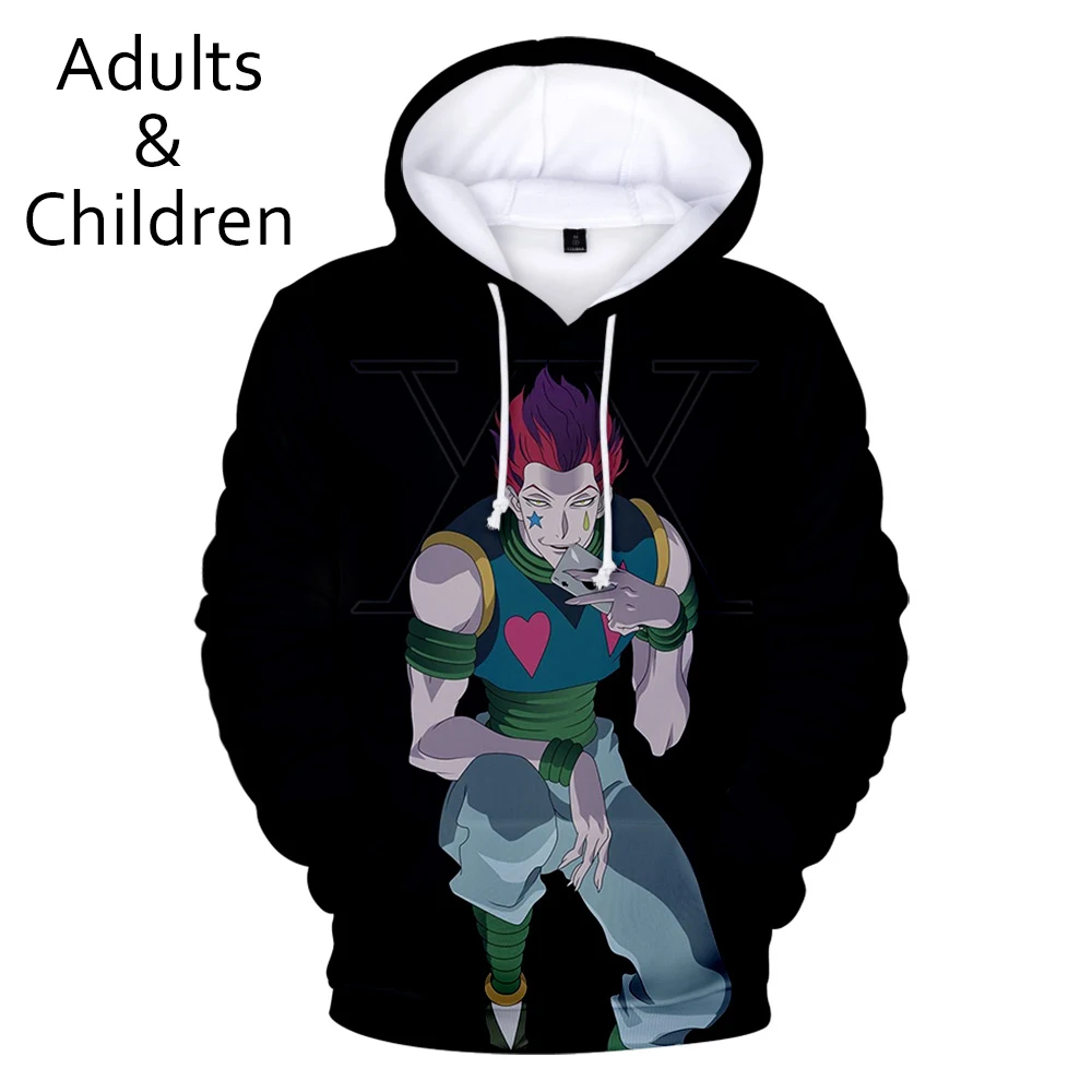 

Black Hooded 3D Hisoka Hoodies Sweatshirts Men Women Hoodie Fashion Harajuku Autumn Kids 3D Comic Hisoka boys girls pullovers