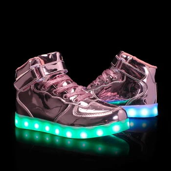 

Children Gloss Skateboard Sneakers Boys Girls LED Light Shoes Ghost Step Lamp USB Charging Flash Kids 1