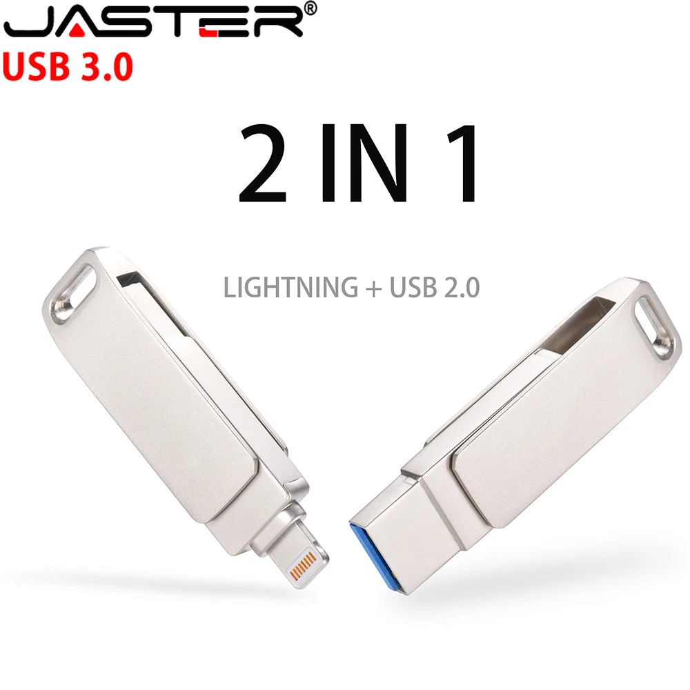Флэш-накопитель JASTER для Iphone lightning IOS PC USB 3 0 серебристый OTG флэш-накопитель 2 в 1 256 ГБ