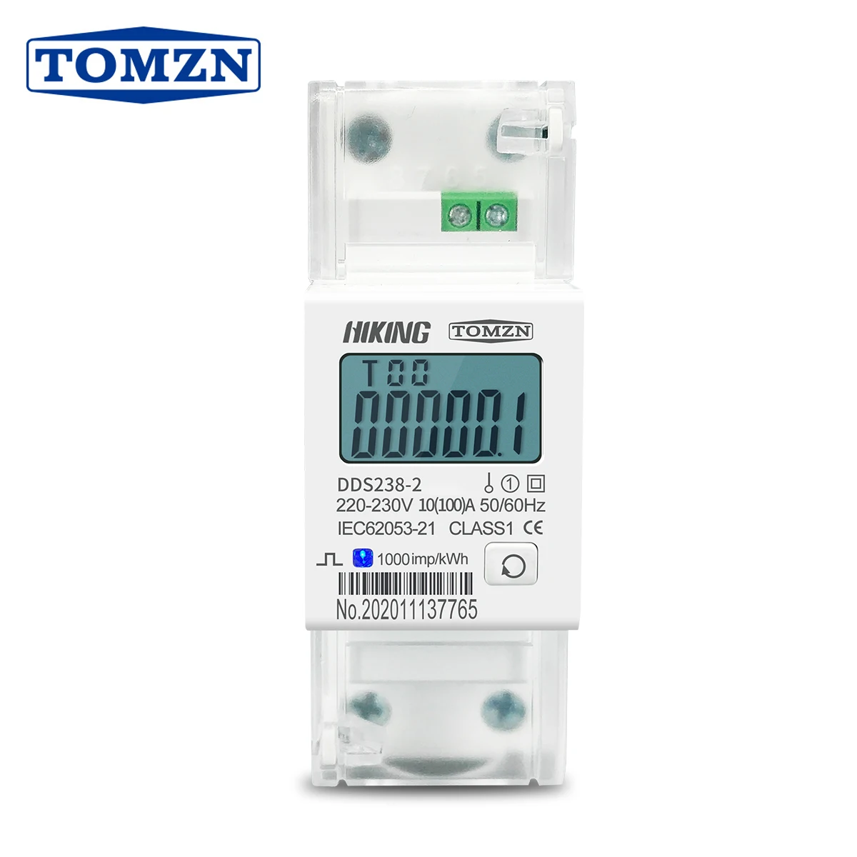 Energy Meter 10(100)A 220V 230V 50HZ 60HZ 100A bi-directional Single phase active energy import export kwh Din rail Watt hour energy meter