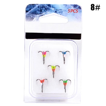 

5pcs High Carbon Steel Fishing Hooks Treble Barbed Winter Ices Fishing Treble Hooks Tackle FOU99