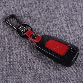 

DWCX Carbon Fiber Texture Red 5 Buttons Remote Key Case Fob Holder Chain Cover fit for Buick Encore Chevrolet Cruze GMC Terrain