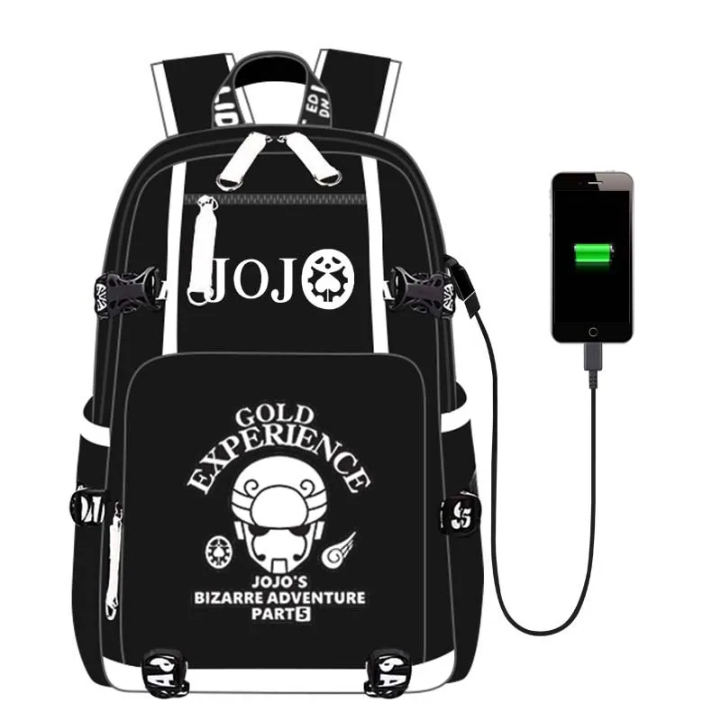 Style-5 Рюкзак JoJo Adventure, рюкзак, дорожная школьная сумка, рюкзак, сумка для книг, USB порт, Черная передняя молния для мужчин, подростков, студентов - Цвет: Style-5