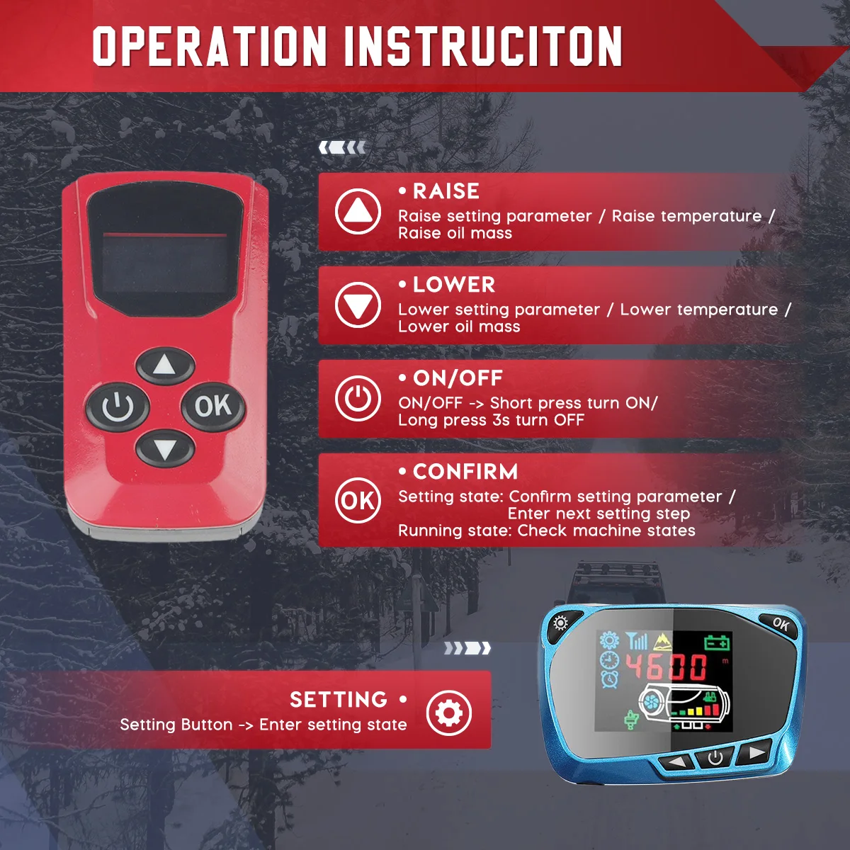 5Kw Air Diesel Heater Parking Heater Auxiliary 12V Remote Control