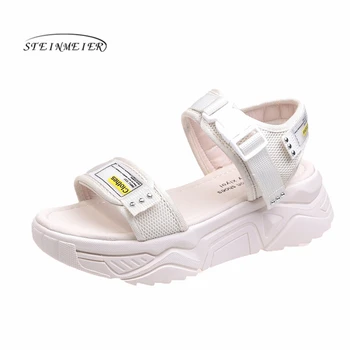 

Women Sandals Summer Thick Bottom 2020 Fashion High Heels Breathable Wedges Open Toe Hook Loop Bling Causal Women Sandals