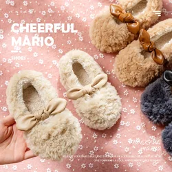 Sapatas do bebê anti deslizamento recém nascido chinelos de pelúcia crianças rastejando sapatos de inverno perna mais quente meninas arcos calçados tênis interior macio