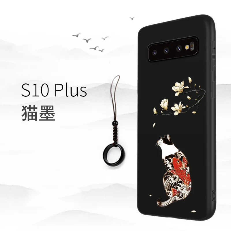 S10 PLUS cat Чехол для телефона Great Emboss для samsung galaxy Note 10 Plus note10+ чехол Kanagawa Waves Carp Cranes 3D гигантский рельефный чехол note 9 8 - Цвет: S10 PLUS cat