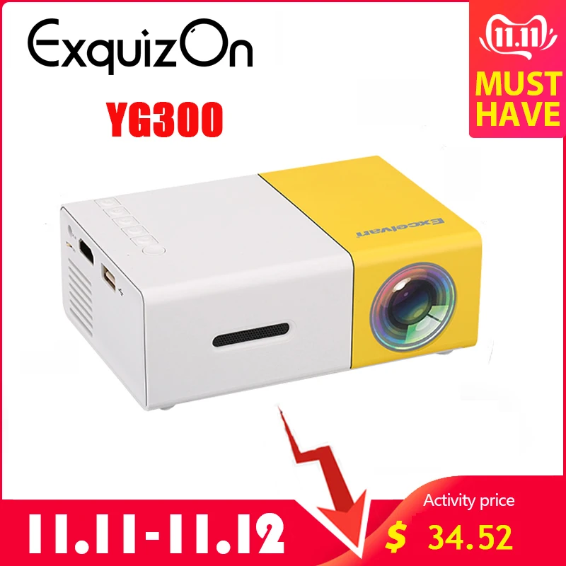 Newest Mini YG300 LCD Projector 400 600 Lumens 320 x 240 Pixels 3.5mm