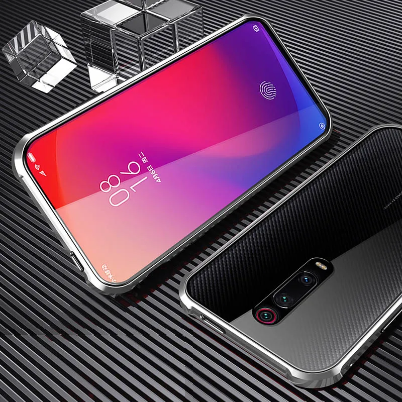 360 Полный Магнитный чехол для Xiaomi mi 9t чехол mi 9t Pro стеклянный чехол для Xiao mi Red mi K20 Pro Чехол магнит закаленное стекло чехол - Цвет: Серебристый