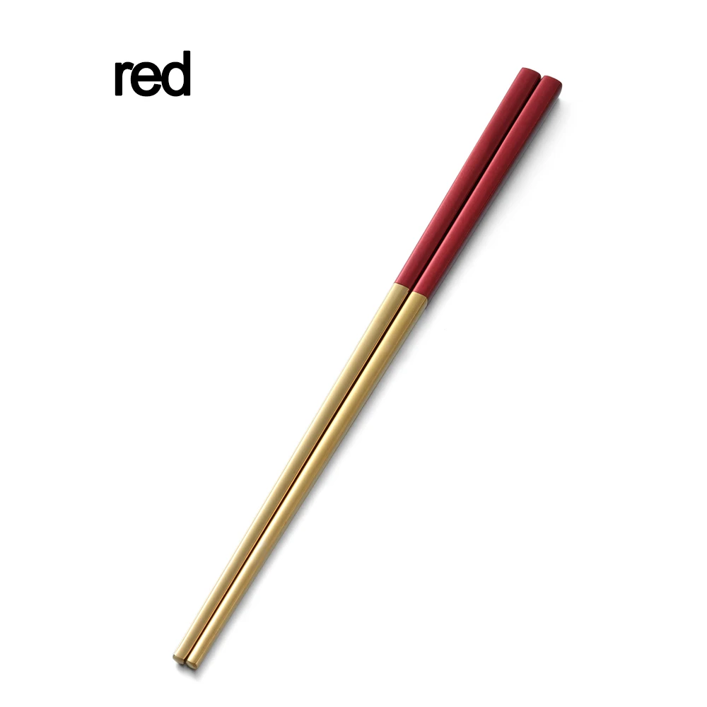 red 1 пара прочная многоразовая нержавеющая сталь Красочные палочки для еды против ожогов высококлассные столовые приборы кухонные принадлежности - Цвет: red