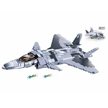 Sluban-caza sigilo de 0931 J-20, rompecabezas de partículas pequeñas, Juguetes de bloques de construcción de avión ensamblado para niños