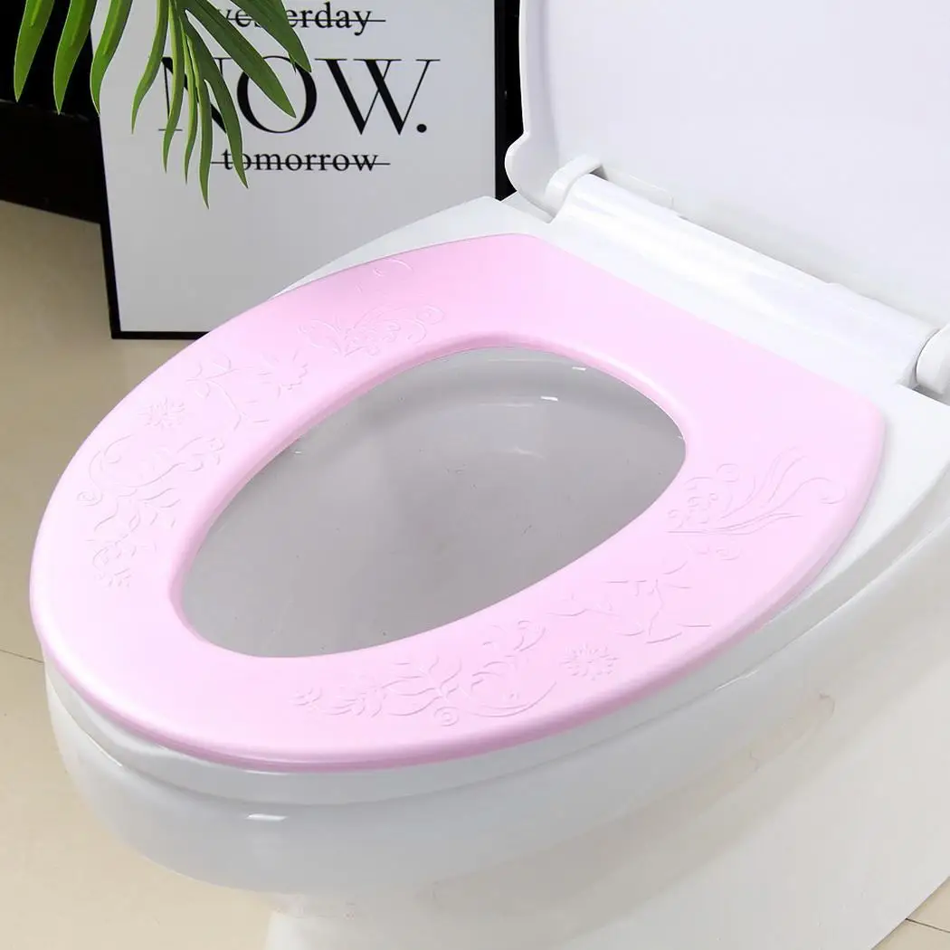 EVA водонепроницаемое сиденье для унитаза o-типа моющееся сиденье для унитаза синий/зеленый/розовый - Цвет: pink flower