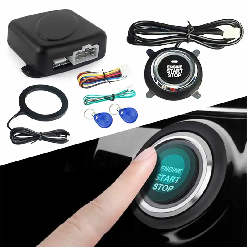 12V Car Smart Alarm System Push Engine Start Stop Button Lock Ignition Immobilizer with Remote Keyless Go Entry |