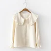 2020 Korean Spring Autumn Long Sleeve Ruffles Peter Pan Collar Women Blouse Shirts Tops Female School Uniform Girls White Shirt 2