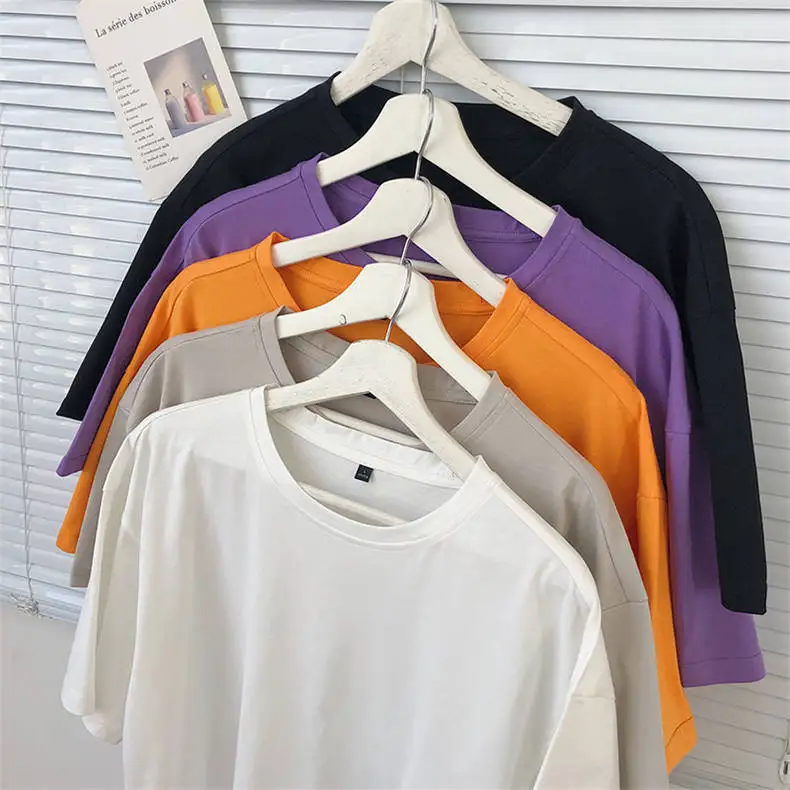Plus Size Mens T-shirts Male Tops Tees Summer Tshirt Short Sleeve 100% Cotton Loose Fitted Oversize 4XL Plain Solid Man Clothing 15