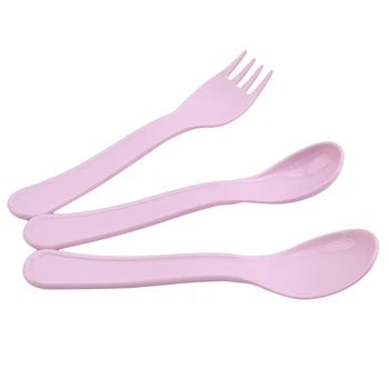 

Portable 3pcs Set Wheat Straw Flatware Straw Feeding Spoon Children Tableware Children's Chopsticks Cutlery Fork Spoon For Kids