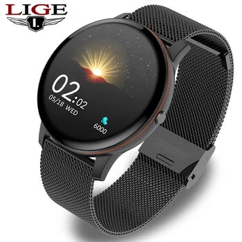

LIGE New men Smart watch Heart rate Blood pressure monitoring fitness tracker IP67 waterproof Smart watch for iOS Android + box