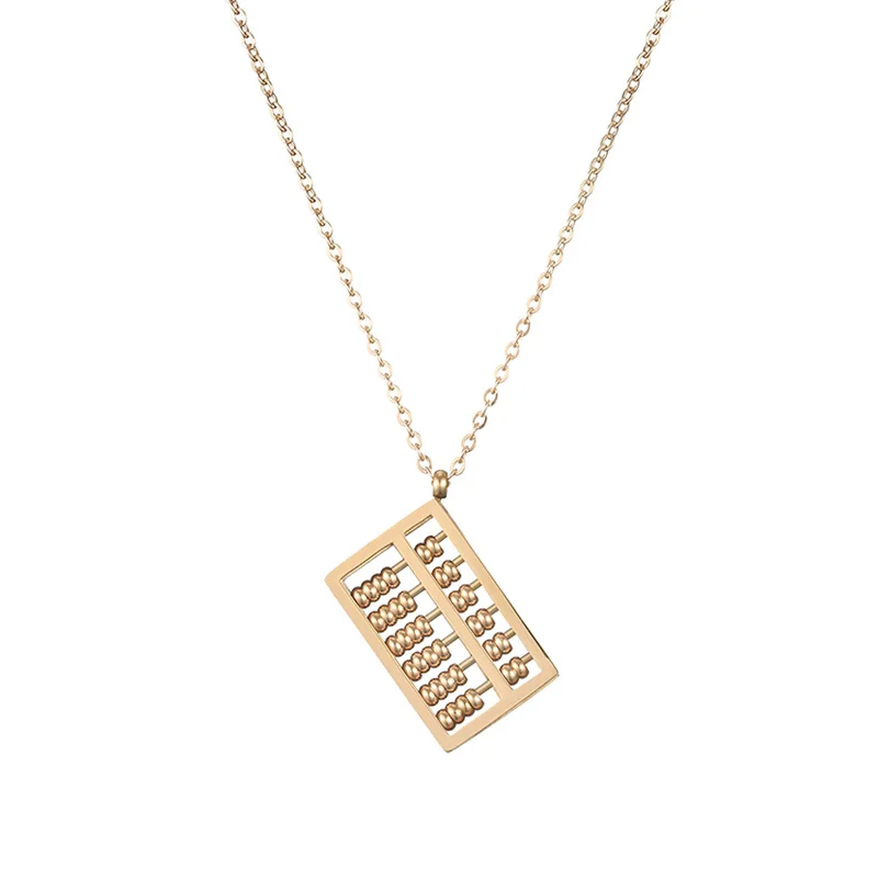 

Hongcheng jewellery Creativity Lucky Abacus Pendant Titanium Steel Clavicle Chain Lady Rose Gold Short Necklace Simple HC133