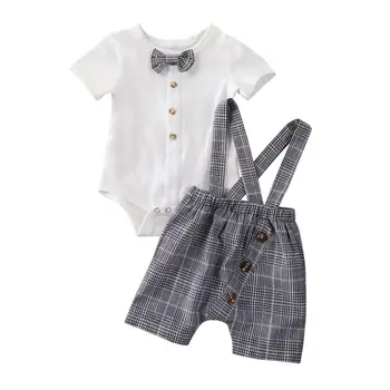 

Newborn Baby Boy Gentleman Romper Jumpsuit Bib Pants Outfit Suit Clothes Set