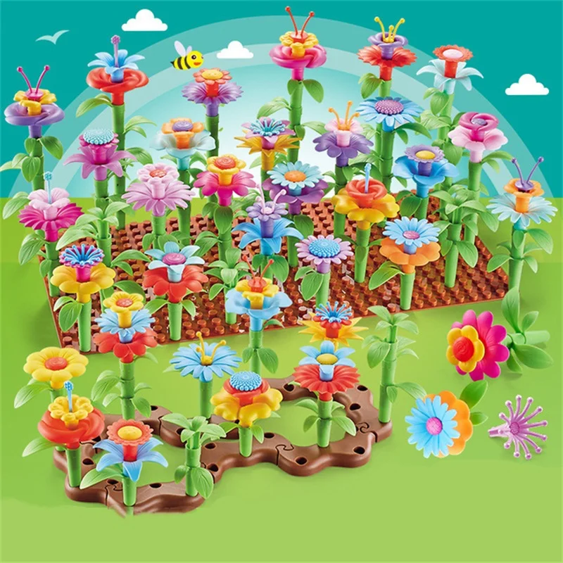 DIY Dream Garden Series Girls Flower Interconnecting Blocks Toys Educational Assembly Blocks Christmas birthday gifts