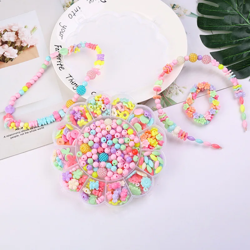 480-530 шт Бусины с коробкой и инструментами Diy ручные игрушки умения для девочек Обучающие игрушки детские подарки