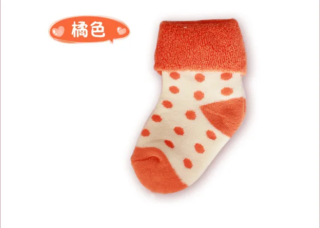 6-Color Polka Dot Terry Socks Winter Warm-keeping Socks Children Thick Terry Socks Revers Towel Socks la mao wa