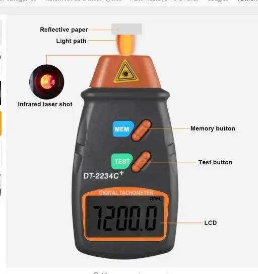 Цифровой Лазерный Фото Тахометр бесконтактный RPM Tach цифровой лазерный тахометр