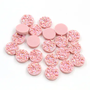 

New Fashion 40pcs 12mm Light peach ab Color Natural ore Style Flat back Resin Cabochons For Bracelet Earrings accessories-X4-33