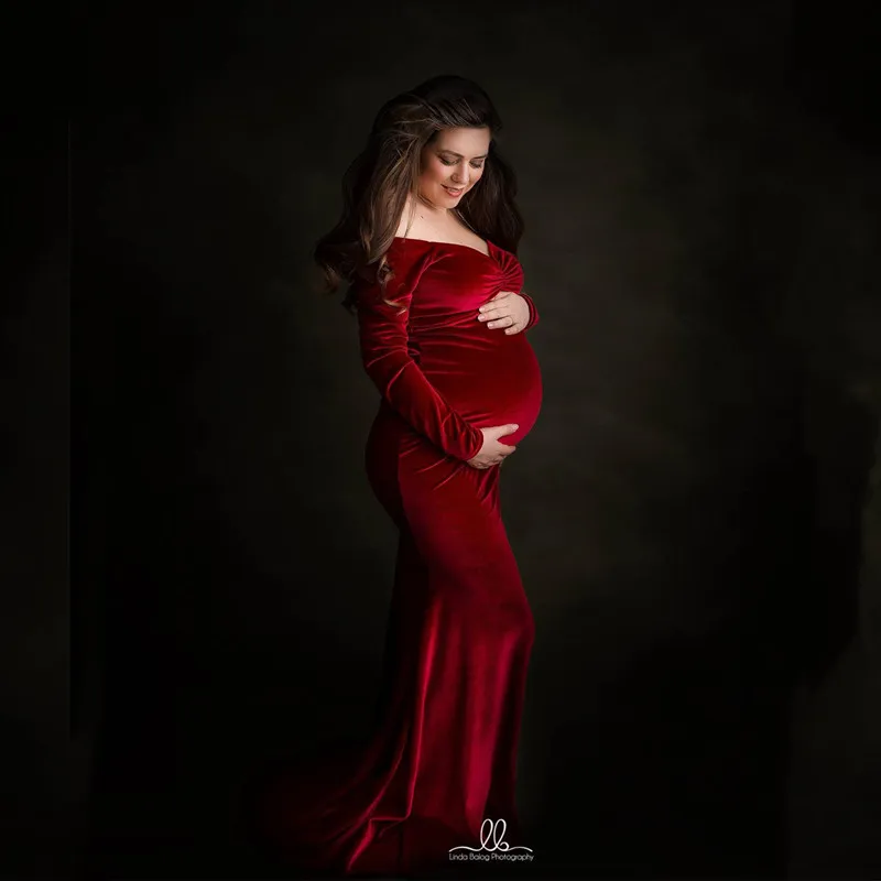 Velvet maternity dress for photoshoot Clearance