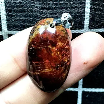 

Genuine Natural Red Pietersite Pendant For Woman Man Crystal 29x18x10mm Silver Namibia Fire Oval Stone Fashion Jewelry AAAAA