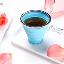 1Pc180/250/350 мл Портативный силиконовые выдвижной складной стаканчик с крышкой для кубиков льда телескопическая складная напольная чашка для питьевой воды