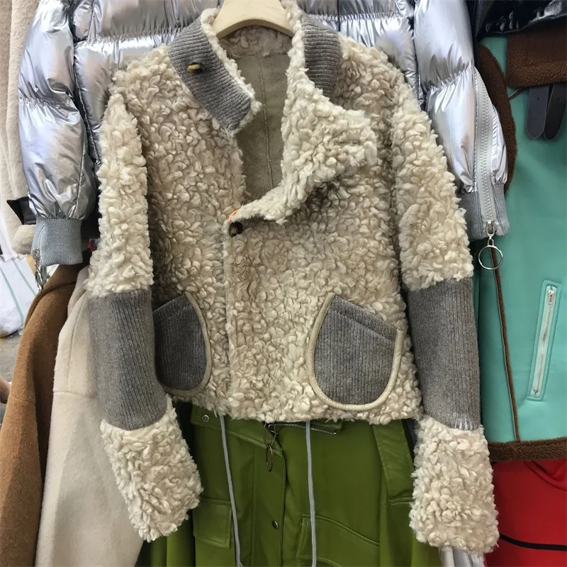 Куртка из овечьей шерсти, женское короткое пальто из овечьей шерсти, новинка, Осеннее и зимнее женское теплое пальто, уличная верхняя одежда