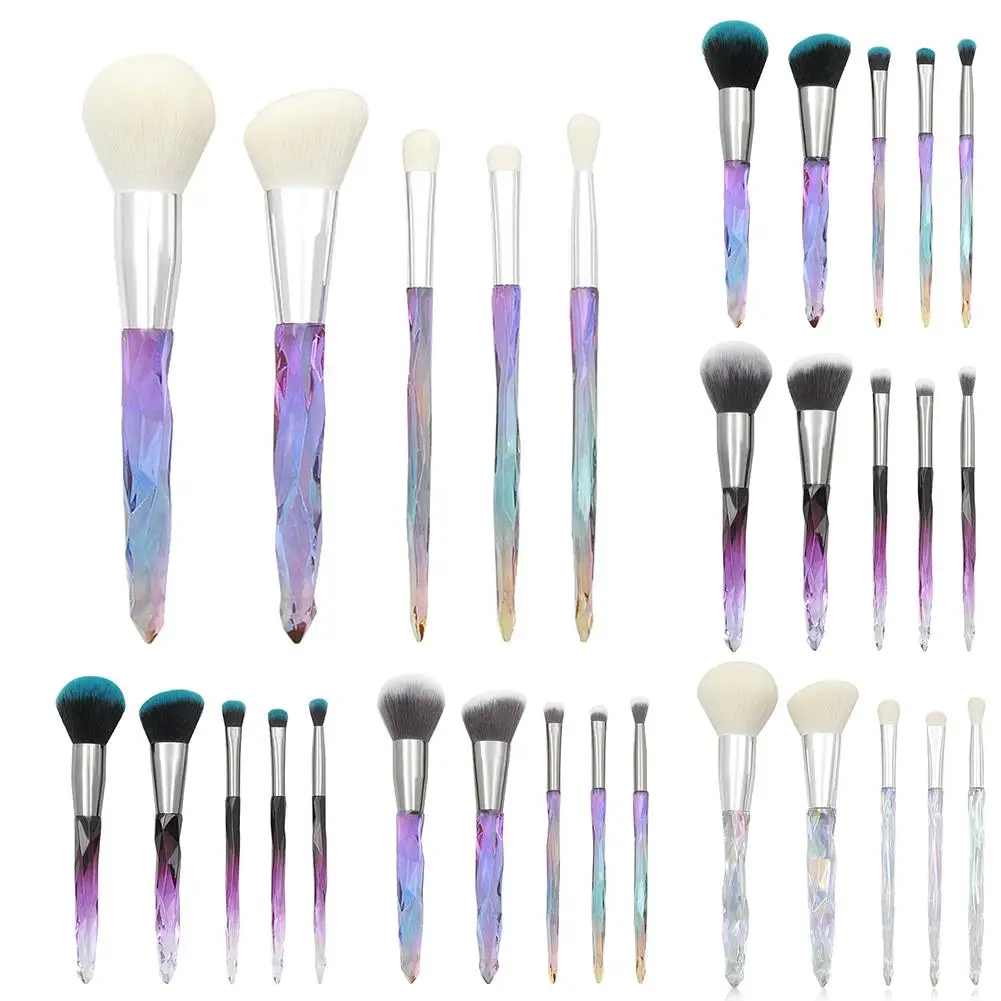 

5 Clear Crystal Rhinestone Handle Makeup Brushes Loose Powder Eye Brush Inventory Clearance