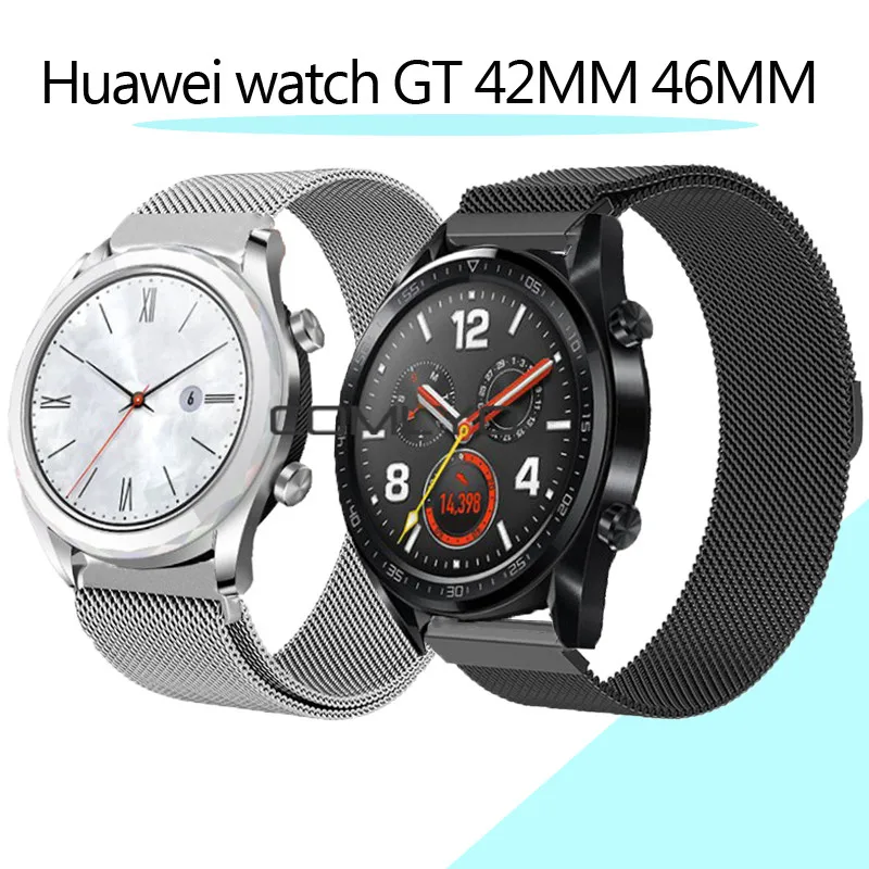 Для huawei watch GT 42 мм 46 мм ремешок из Миланского нержавеющей стали металлический браслет мужские и женские спортивные часы Ремешки ремешок для часов