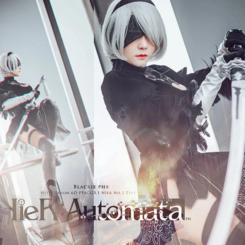 Игра NieR: Automata jorha No 2 type B костюмы для косплея сексуальное черное платье с перчатками 2B синтетические парики для женщин девушек парадное платье