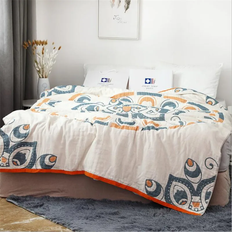

150*200cm four layers 100% Cotton Muslin Blanket Bed Sofa Travel Breathable Mandala style Large Soft Throw Blanket Para Blanket