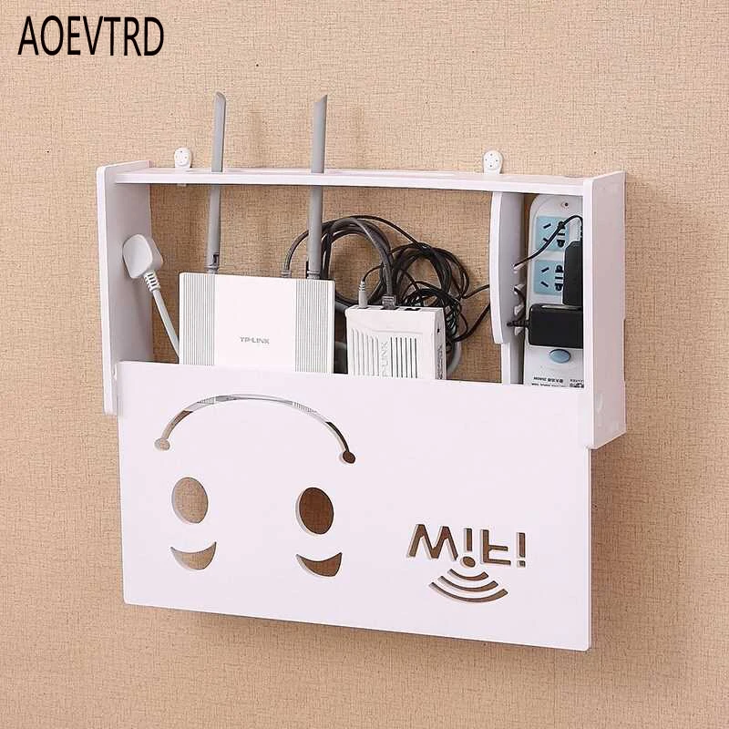 

Wireless Wifi Router Storage Box PVC panel Shelf Wall Hanging Plug Board Bracket Cable Storage Organizer Home Decor 3 Sizes