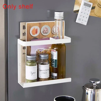 

Magnetic Fridge Rack Iron Kitchen Organizer Large Capacity Space Saving Home Side Storage Counter Spice Wine Shelf Living Room